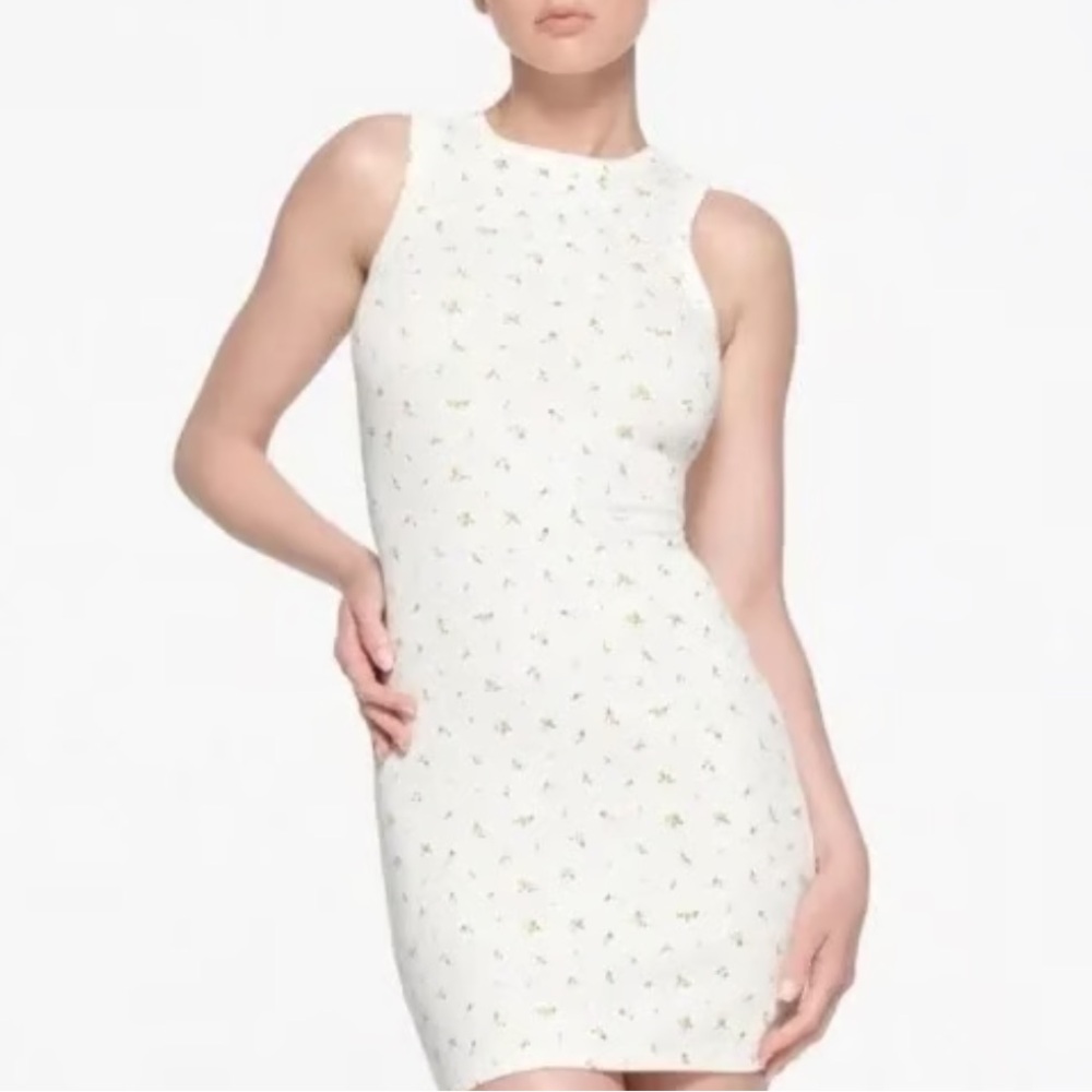 NWT SKIMS Cotton Rib Tank Dress in Marigold Rosebud